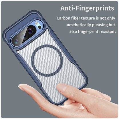 For Google Pixel 9 Pro / 9 Carbon Fiber Texture MagSafe Translucent Phone Case(Blue) by buy2fix
