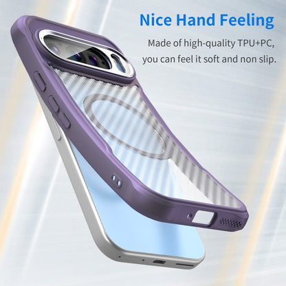 For Google Pixel 9 Pro / 9 Carbon Fiber Texture MagSafe Translucent Phone Case(Purple) by buy2fix