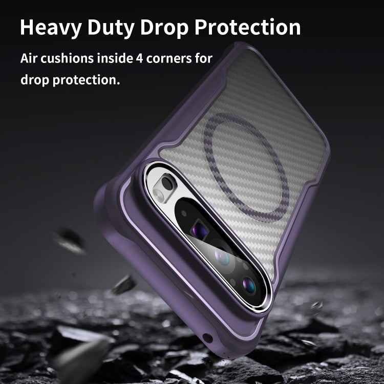 For Google Pixel 9 Pro XL Carbon Fiber Texture MagSafe Translucent Phone Case(Purple) by buy2fix