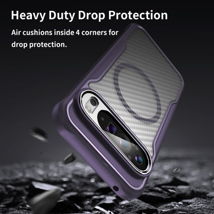 For Google Pixel 9 Pro XL Carbon Fiber Texture MagSafe Translucent Phone Case(Purple) by buy2fix