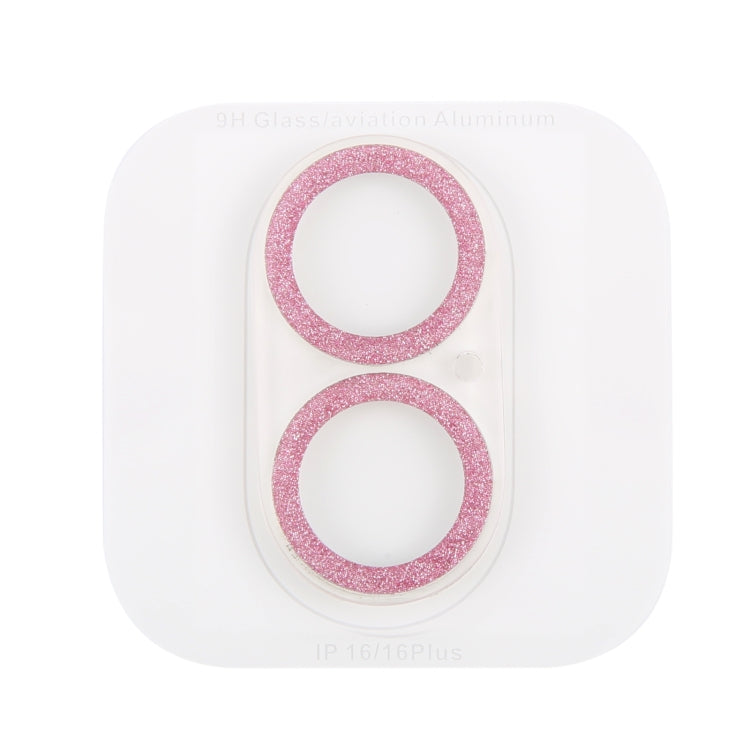 For iPhone 16 / 16 Plus Glitter Ring Tempered Glass Camera Lens Film(Pink) - iPhone 16 Plus Tempered Glass by buy2fix | Online Shopping UK | buy2fix