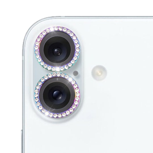 For iPhone 16 / 16 Plus 9H Point Drill Camera Lens Protector Ring(Colorful)