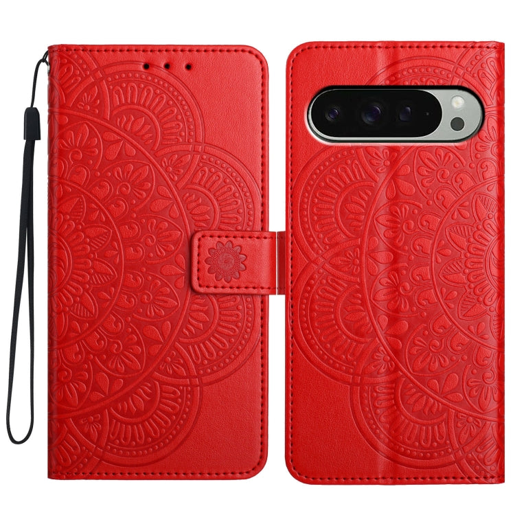 For Google Pixel 9 / 9 Pro Flower Embossed Leather Phone Case(Red) by buy2fix