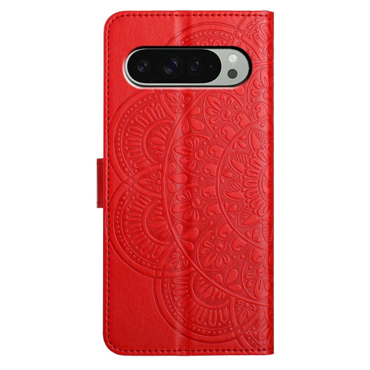 For Google Pixel 9 / 9 Pro Flower Embossed Leather Phone Case(Red) by buy2fix