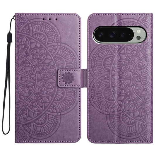 For Google Pixel 9 / 9 Pro Flower Embossed Leather Phone Case(Purple) by buy2fix