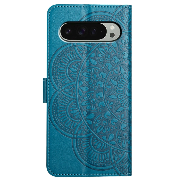 For Google Pixel 9 / 9 Pro Flower Embossed Leather Phone Case(Blue) by buy2fix