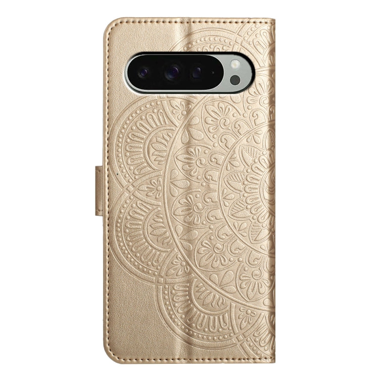 For Google Pixel 9 / 9 Pro Flower Embossed Leather Phone Case(Gold) by buy2fix