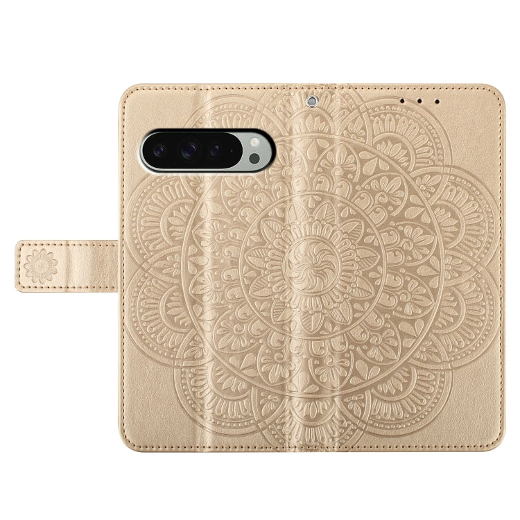 For Google Pixel 9 / 9 Pro Flower Embossed Leather Phone Case(Gold) by buy2fix
