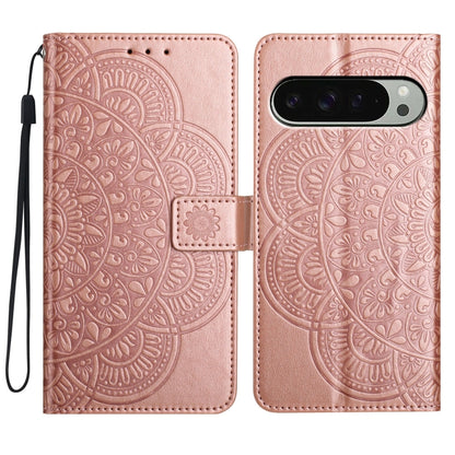 For Google Pixel 9 / 9 Pro Flower Embossed Leather Phone Case(Rose Gold) by buy2fix