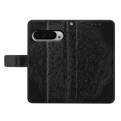 For Google Pixel 9 / 9 Pro Flower Embossed Leather Phone Case(Black) by buy2fix