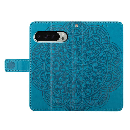 For Google Pixel 9 Pro XL Flower Embossed Leather Phone Case(Blue) by buy2fix