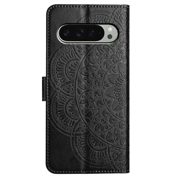 For Google Pixel 9 Pro XL Flower Embossed Leather Phone Case(Black) by buy2fix
