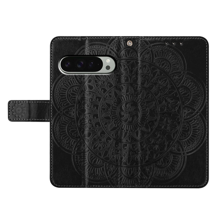 For Google Pixel 9 Pro XL Flower Embossed Leather Phone Case(Black) by buy2fix
