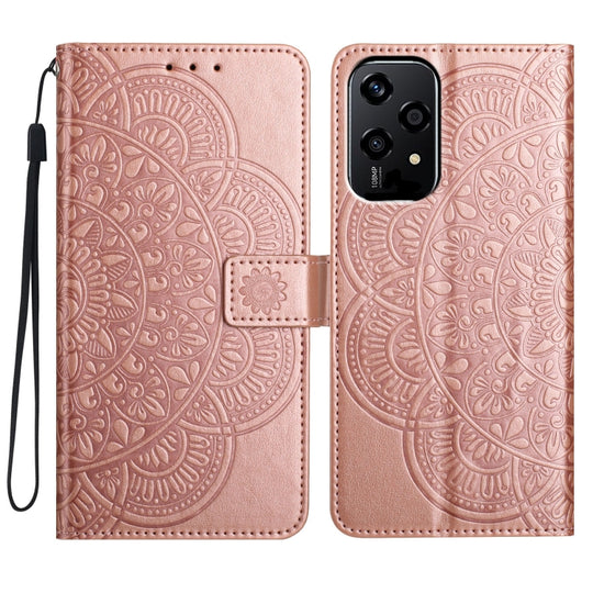 For Honor 200 Lite Global Flower Embossed Leather Phone Case(Rose Gold)