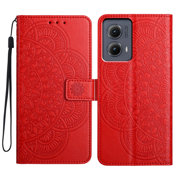 For Motorola Edge 2024 Flower Embossed Leather Phone Case(Red) by buy2fix