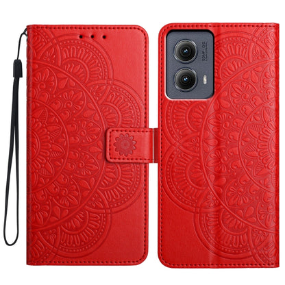 For Motorola Edge 2024 Flower Embossed Leather Phone Case(Red) by buy2fix