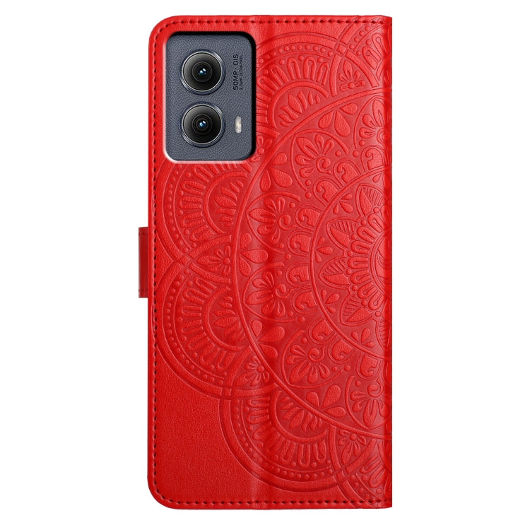 For Motorola Edge 2024 Flower Embossed Leather Phone Case(Red) by buy2fix