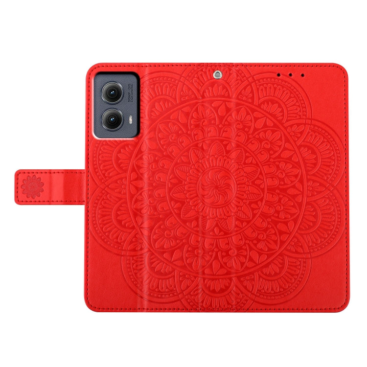 For Motorola Edge 2024 Flower Embossed Leather Phone Case(Red) by buy2fix