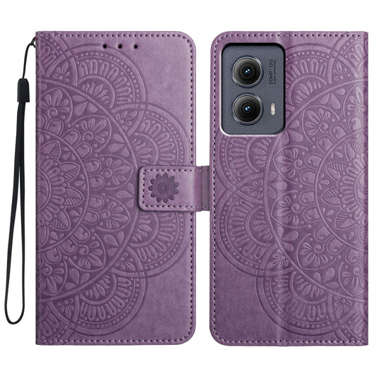 For Motorola Edge 2024 Flower Embossed Leather Phone Case(Purple) by buy2fix
