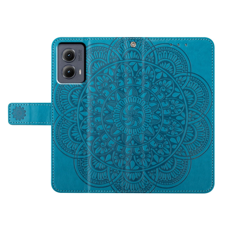 For Motorola Edge 2024 Flower Embossed Leather Phone Case(Blue) by buy2fix