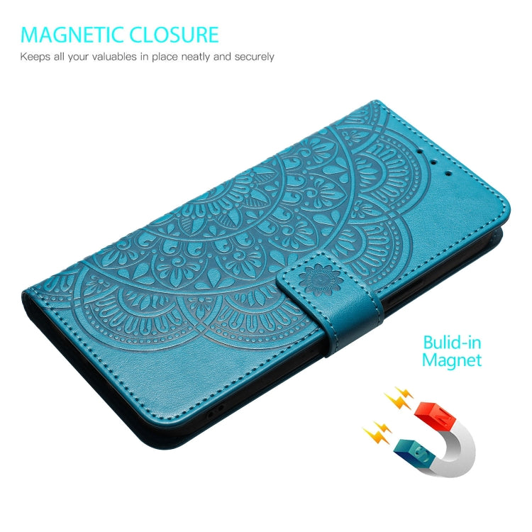 For Motorola Edge 2024 Flower Embossed Leather Phone Case(Blue) by buy2fix