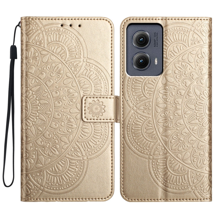 For Motorola Edge 2024 Flower Embossed Leather Phone Case(Gold) by buy2fix