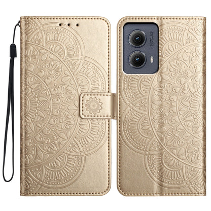 For Motorola Edge 2024 Flower Embossed Leather Phone Case(Gold) by buy2fix