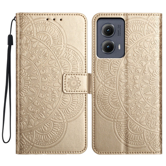 For Motorola Edge 2024 Flower Embossed Leather Phone Case(Gold) by buy2fix
