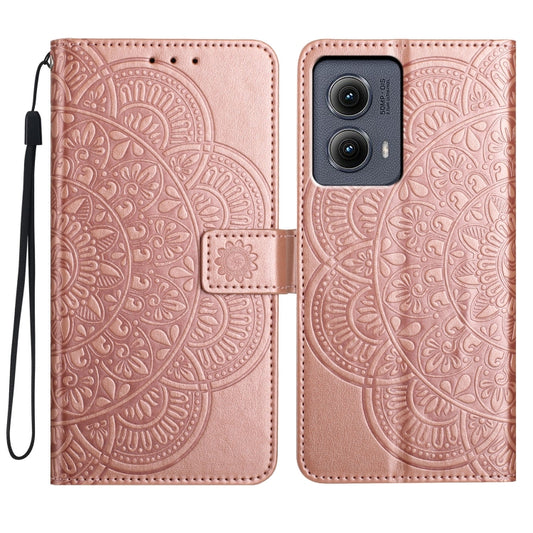 For Motorola Edge 2024 Flower Embossed Leather Phone Case(Rose Gold) by buy2fix