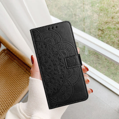 For Motorola Edge 2024 Flower Embossed Leather Phone Case(Black) by buy2fix