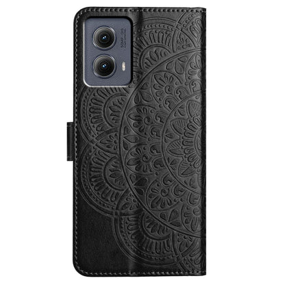 For Motorola Edge 2024 Flower Embossed Leather Phone Case(Black) by buy2fix