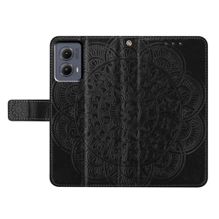 For Motorola Edge 2024 Flower Embossed Leather Phone Case(Black) by buy2fix
