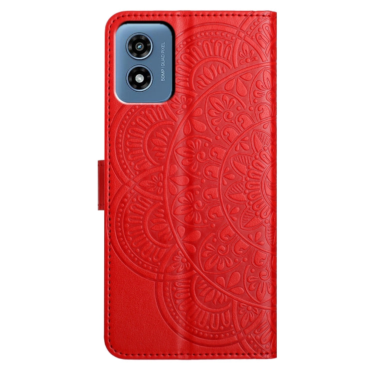 For Motorola Moto G Play 2024 Flower Embossed Leather Phone Case(Red) by buy2fix
