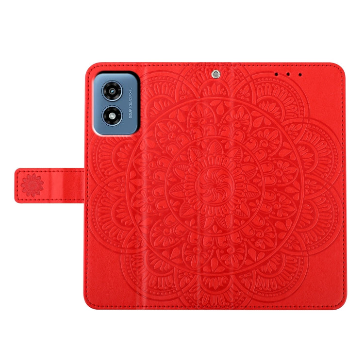 For Motorola Moto G Play 2024 Flower Embossed Leather Phone Case(Red) by buy2fix