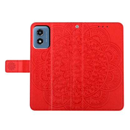 For Motorola Moto G Play 2024 Flower Embossed Leather Phone Case(Red) by buy2fix