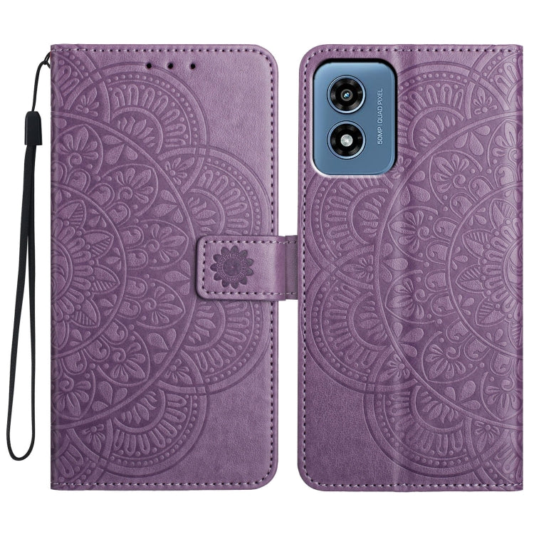 For Motorola Moto G Play 2024 Flower Embossed Leather Phone Case(Purple) by buy2fix