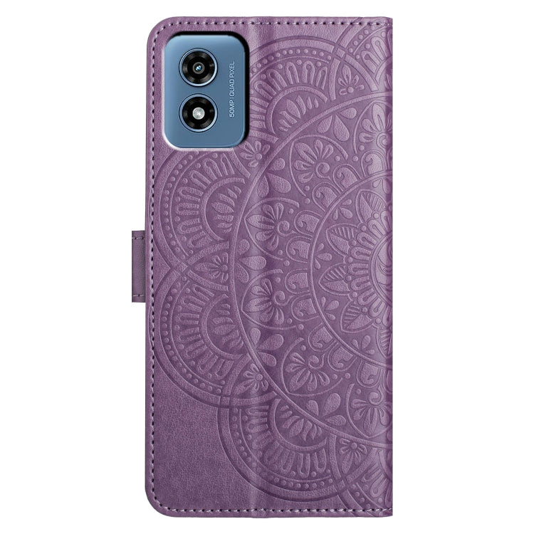 For Motorola Moto G Play 2024 Flower Embossed Leather Phone Case(Purple) by buy2fix