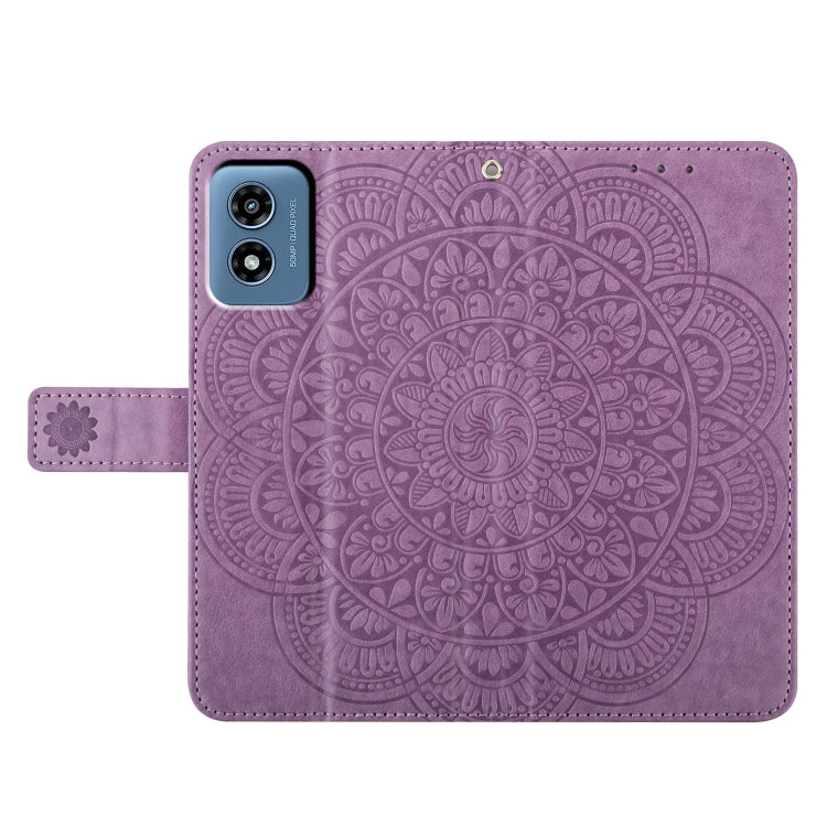 For Motorola Moto G Play 2024 Flower Embossed Leather Phone Case(Purple) by buy2fix