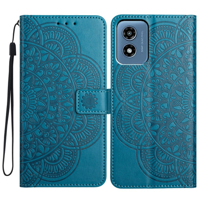 For Motorola Moto G Play 2024 Flower Embossed Leather Phone Case(Blue) by buy2fix