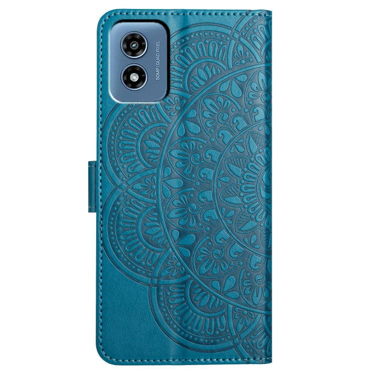 For Motorola Moto G Play 2024 Flower Embossed Leather Phone Case(Blue) by buy2fix