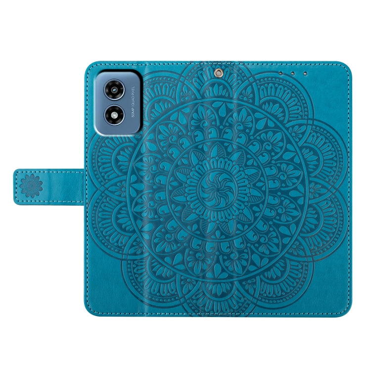 For Motorola Moto G Play 2024 Flower Embossed Leather Phone Case(Blue) by buy2fix