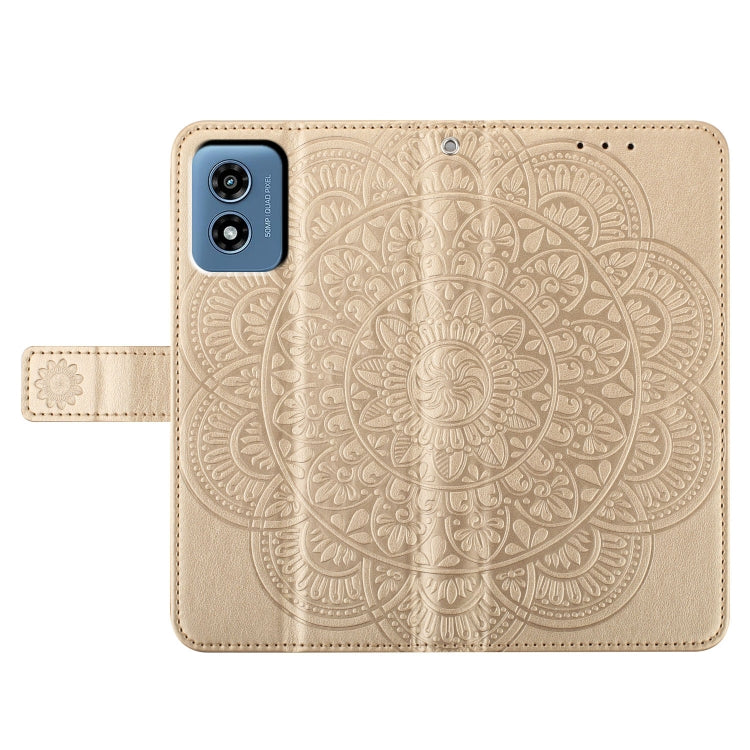 For Motorola Moto G Play 2024 Flower Embossed Leather Phone Case(Gold) by buy2fix