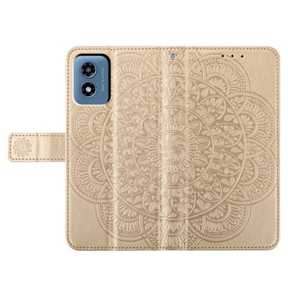For Motorola Moto G Play 2024 Flower Embossed Leather Phone Case(Gold) by buy2fix