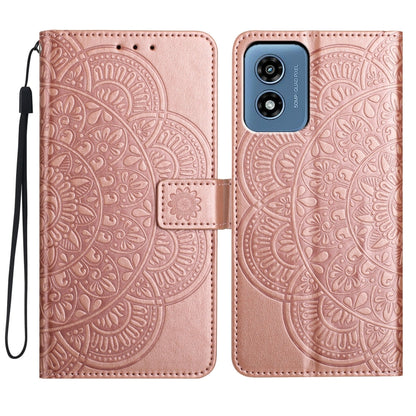For Motorola Moto G Play 2024 Flower Embossed Leather Phone Case(Rose Gold) by buy2fix