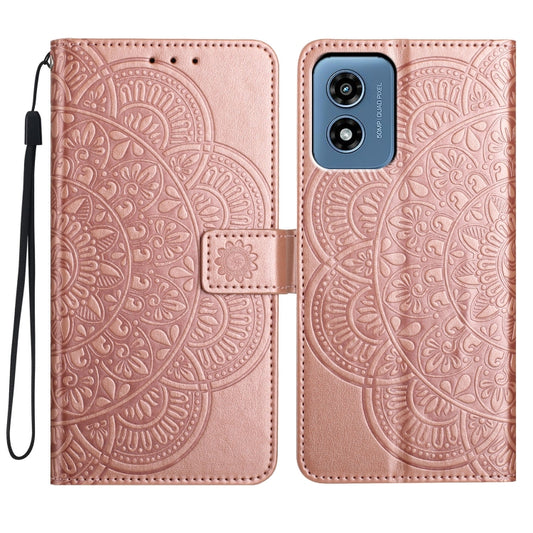 For Motorola Moto G Play 2024 Flower Embossed Leather Phone Case(Rose Gold) by buy2fix