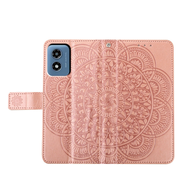 For Motorola Moto G Play 2024 Flower Embossed Leather Phone Case(Rose Gold) by buy2fix