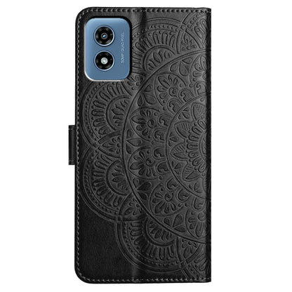 For Motorola Moto G Play 2024 Flower Embossed Leather Phone Case(Black) by buy2fix