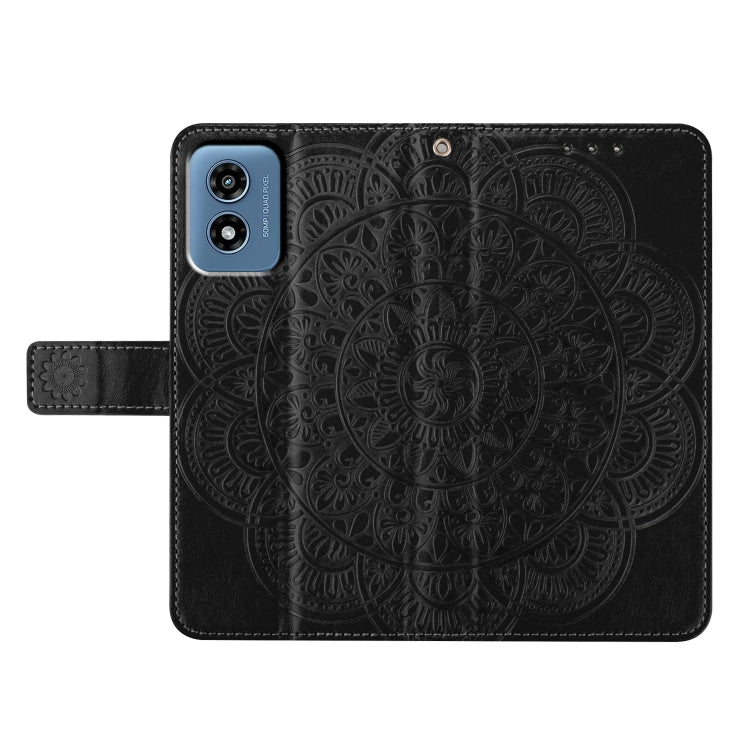 For Motorola Moto G Play 2024 Flower Embossed Leather Phone Case(Black) by buy2fix