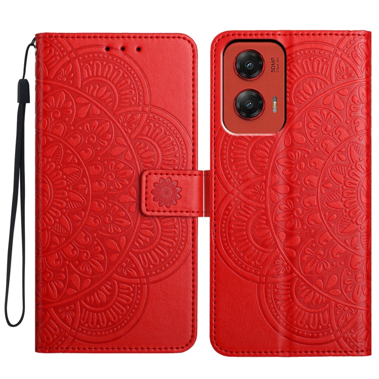 For Motorola Moto G Stylus 5G 2024 Flower Embossed Leather Phone Case(Red) by buy2fix