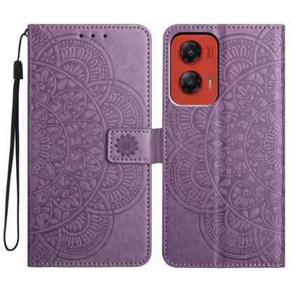 For Motorola Moto G Stylus 5G 2024 Flower Embossed Leather Phone Case(Purple) by buy2fix